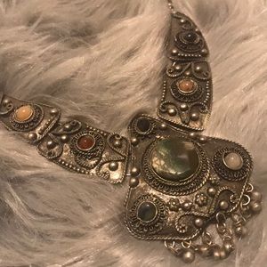 Tribal silver necklace